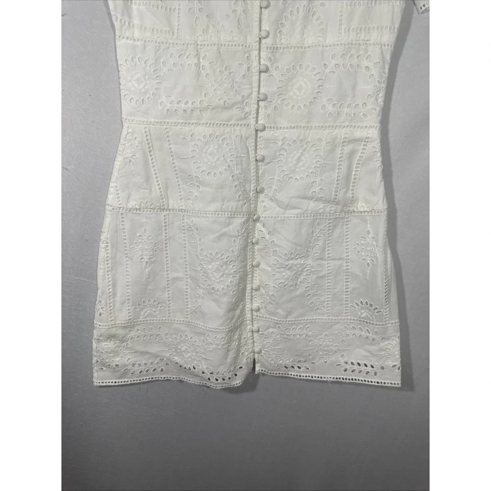 NWT The Kooples [ Size 1 ] Flower Embroidery Button Down Short Dress White #6971